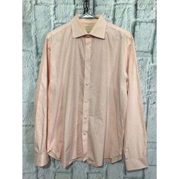 NEW Michael Kors Slim Fit Large Pink & White Shirt 16 1/2 - Picture 1 of 12